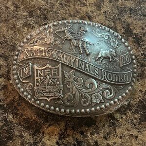 Vintage National Finals Rodeo Silver Belt Buckle